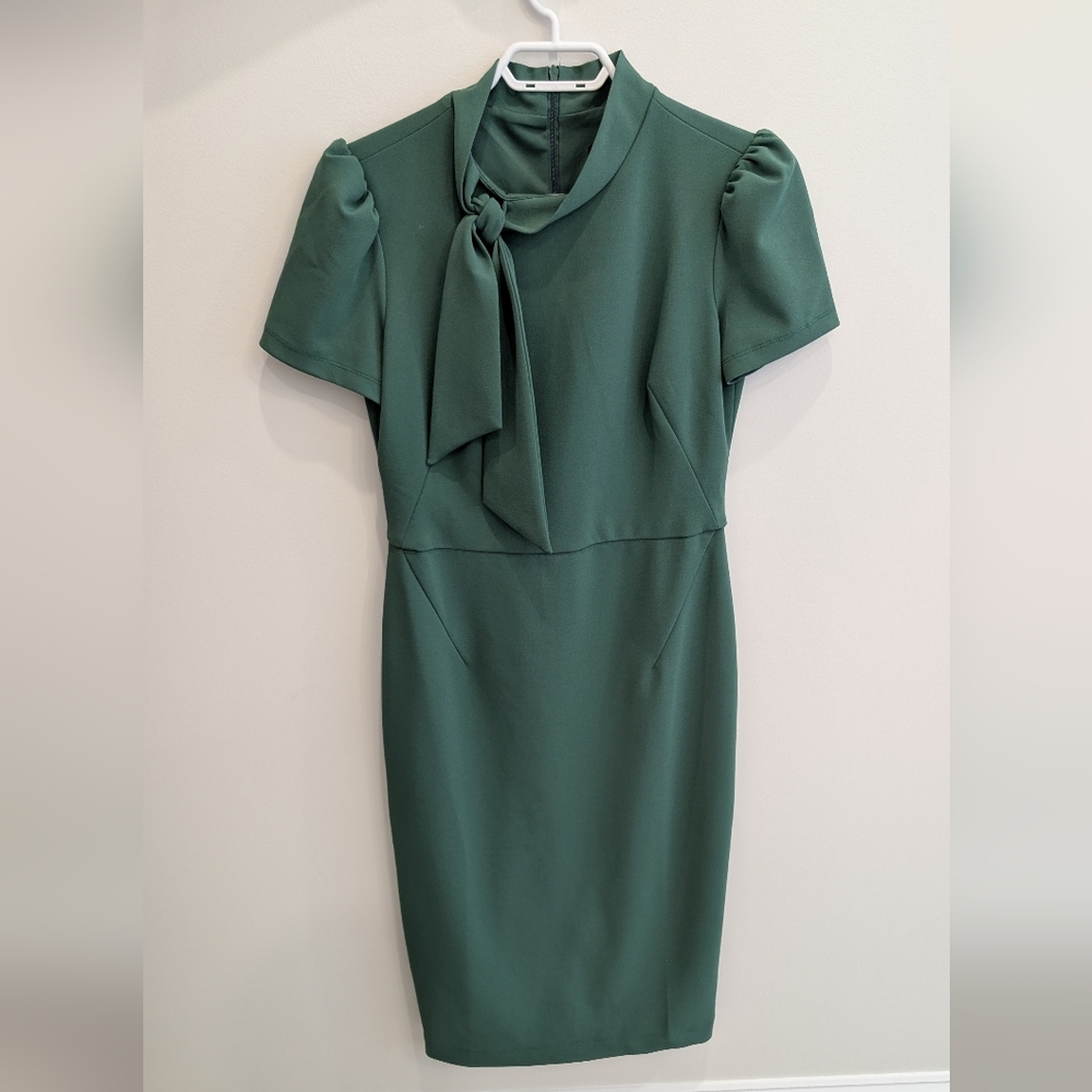 Maggy London Grass Green Dress with Bow Detail